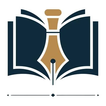 An open book with a quill pen representing literature and writing Stock Illustration