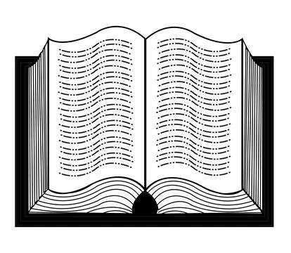 Open book reading black and white Stock Illustration