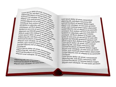Open book in red hardcover Stock Illustration