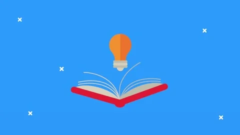 Open book reveals glowing light bulb concept for new ideas and knowledge. Stock Footage 333606430