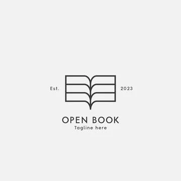 Open book sheet study learn knowledge logo design illustration Stock Illustration