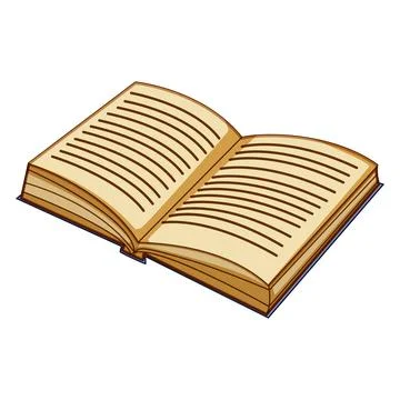 Open book showing aged pages with text lines Stock Illustration