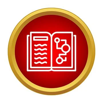 Open book showing guide, information, and logic chart icon 库存插图