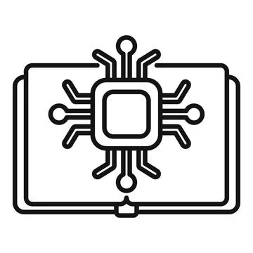 Open book showing microchip, learning about semiconductor technology Stock Illustration