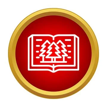 Open book showing pine trees education icon Stock Illustration