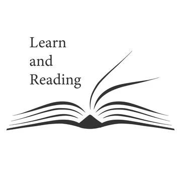 Open book silhouette icon with learn and reading text isolated on white Иллюстрация