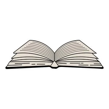 Open book simple hand drawn for school, bookstore, bookshop, teacher, writer Stock Illustration