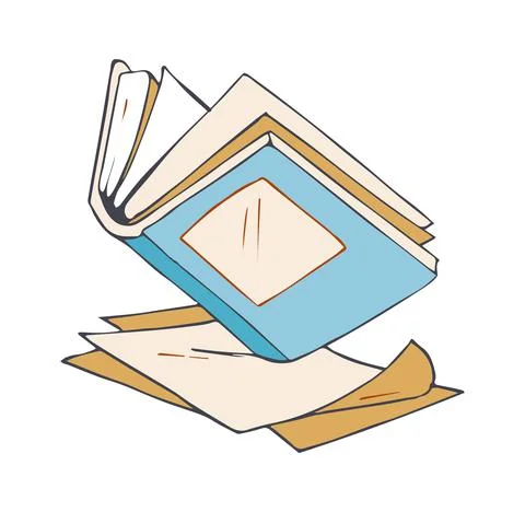 Open book. Sketch diary, empty paper pages. Isolated doodle notebook icon, hand Stock Illustration