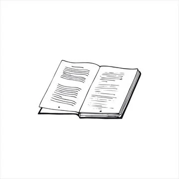 Open book sketch. Hand-drawn book in doodle style. Isolated vector illustra.. Stock Illustration