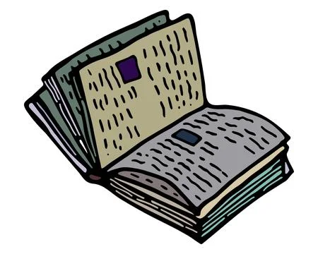 Open book sketch, vector illustration on white background. Hand drawn. Stock Illustration