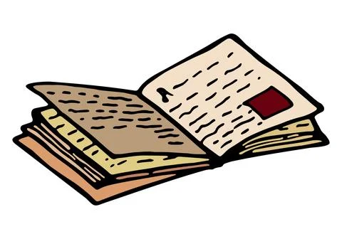 Open book sketch, vector illustration on white background. Hand drawn. Stock Illustration