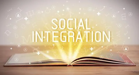 Open book, social networking concept Stock Photos