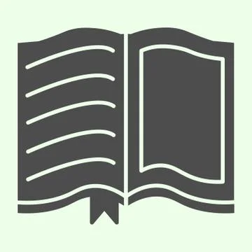 Open book solid icon. School studying textbook with text and frame glyph style イラスト素材