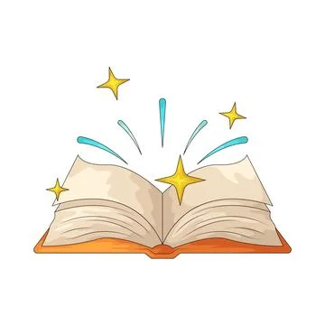 Open book with sparkles illustration Stock Illustration