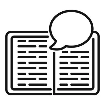 Open book with speech bubble icon Illustrazione stock