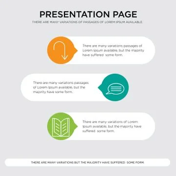 Open book, Speech bubble with text, Arrow pointing to down presentation Stock Illustration