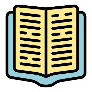 Open book spreading knowledge with lines of text Stock Illustration