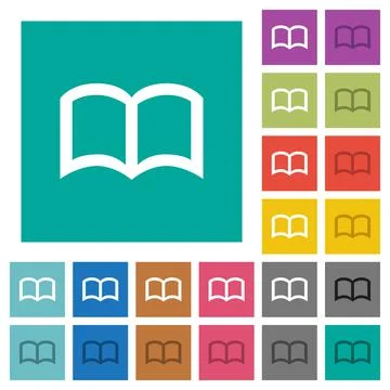 Open book square flat multi colored icons Stock Illustration