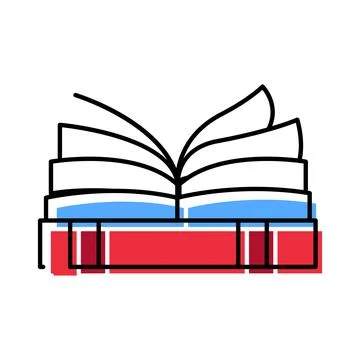 Open book on stack of learning literature icon Illustrazione stock
