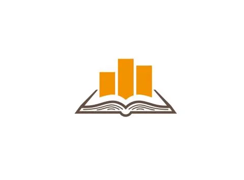Open book with a statistics chart for logo design Stock Illustration