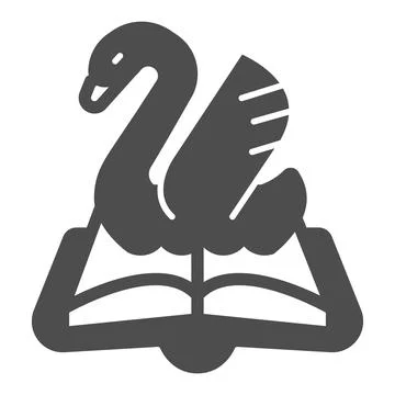 Open book, swan solid icon, children book day concept, fairy tale vector sign on 스톡 일러스트