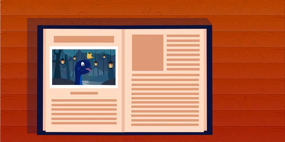 Open book on the table, top view. 스톡 일러스트