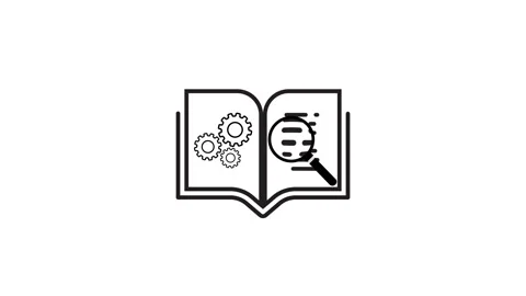 Open book with technical search tools and storytelling animation Stock Footage 334647523