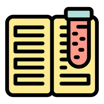 Open book with test tube representing scientific research Ilustração Stock