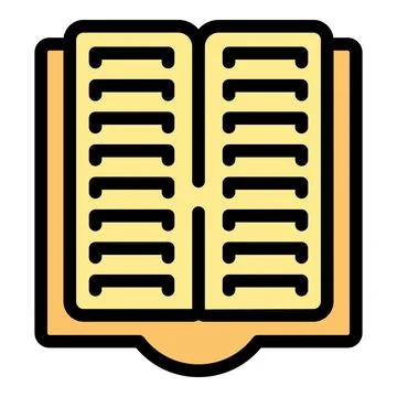 Open book with text lines for education or library concept icon Stock Illustration
