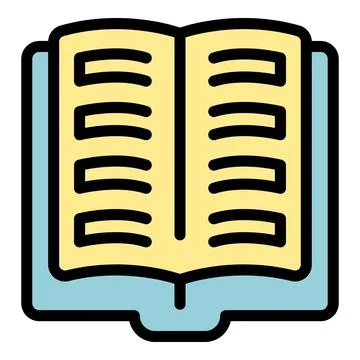 Open book with text lines for knowledge and education icon Illustrazione stock