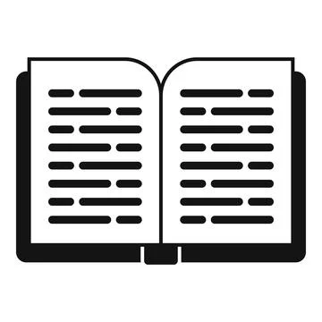 Open book with text lying open on table for studying Illustrazione stock