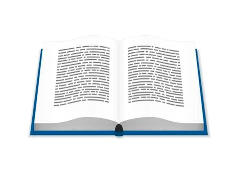Open book with text on white Stock Illustration