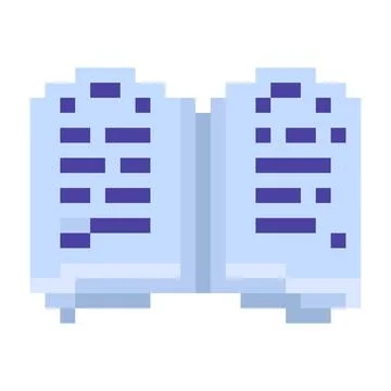 Open book textbook reading study pixel art style icon blue purple palette 库存插图