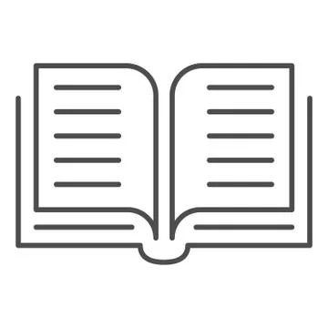 Open book thin line icon, education concept, Reading sign on white background Illustrazione stock