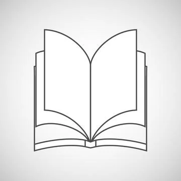 Open book thin line icon isolated on grey gradient background vector outline Stock Illustration