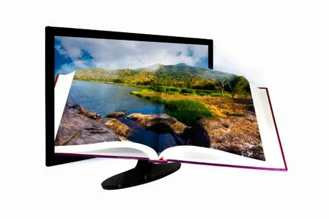 Open the book through the tv screen Stock Illustration