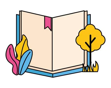 Open book tree plant Stock Illustration