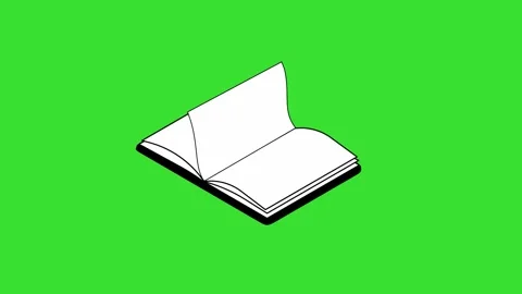 Open Book with Turning Pages 2D Green Screen Animation (Chroma key) 4K Stock Footage 315619697