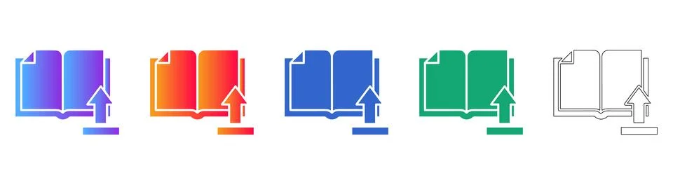 Open Book Upload Icon Set Illustrazione stock