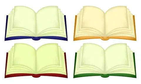 Open book vector clipart set, symbol, icon  design. Illustration isolated on  Stock Illustration