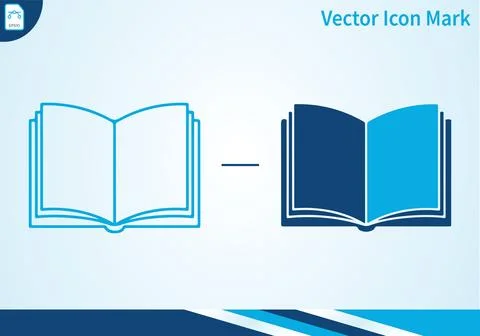Open book vector icon mark, modern flat illustration, minimal design. Illustrazione stock