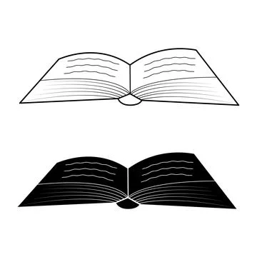 Open Book Vector Illustration Outline and Solid Versions Stock Illustration