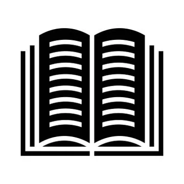 Open book vector illustration, solid style icon Illustrazione stock