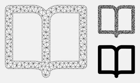 Open Book Vector Mesh 2D Model and Triangle Mosaic Icon 스톡 일러스트
