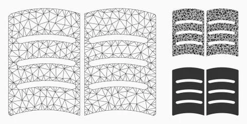 Open Book Vector Mesh Wire Frame Model and Triangle Mosaic Icon 스톡 일러스트