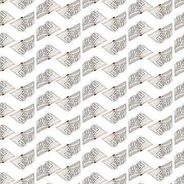 Open book watercolor seamless pattern. Spell book illustration on transparent Stock Illustration
