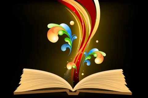 Open book with waves Stock Illustration