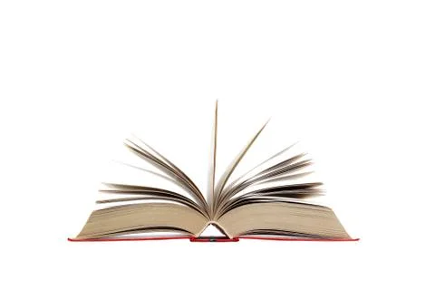Open book on white background. Stock Photos