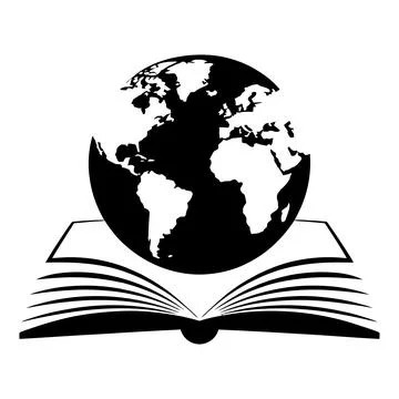 Open Book with World Globe Icon Global Education Learning Knowledge Vector Stock Illustration