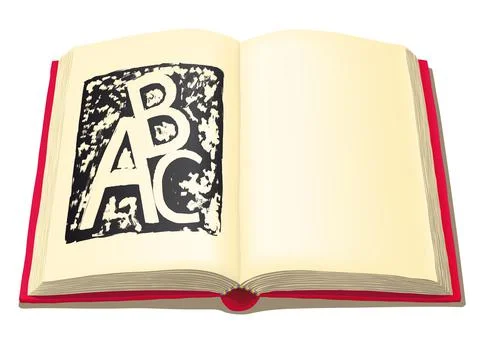 Open book, with writing, vector illustration. Stock Illustration